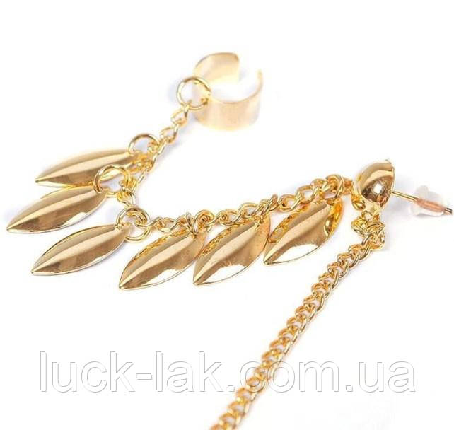 Сережка каф із ланцюжком і підвісками, фото 1