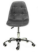Стілець офісний м'який на коліщатках регульований Alex Office Onder Mebli оксамит ,колір сірий-3