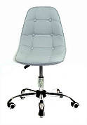 Стілець офісний м'який на коліщатках регульований Alex Office Onder Mebli Екошкіра, колір сірий 35