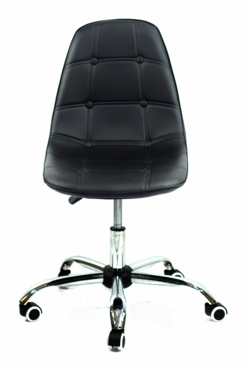 Стілець офісний м'який на коліщатках регульований Alex Office Onder Mebli Екошкіра, колір чорний