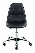 Стілець офісний м'який на коліщатках регульований Alex Office Onder Mebli Екошкіра, колір чорний