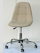 Стілець офісний м'який на коліщатках регульований Alex Office Екошкіра, колір бежевий 06
