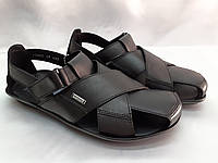Комфортные мужские кожаные сандалии чёрные Bertoni