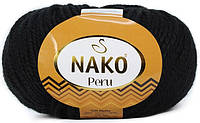 Пряжа Nako Peru 217 черный (нитки для вязания Нако Перу) 25% альпака, 25% шерсть, 50% акрил