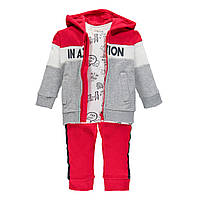 Спортивний костюм трійка Brums 193BDEP002-743 червоний із сірим 86