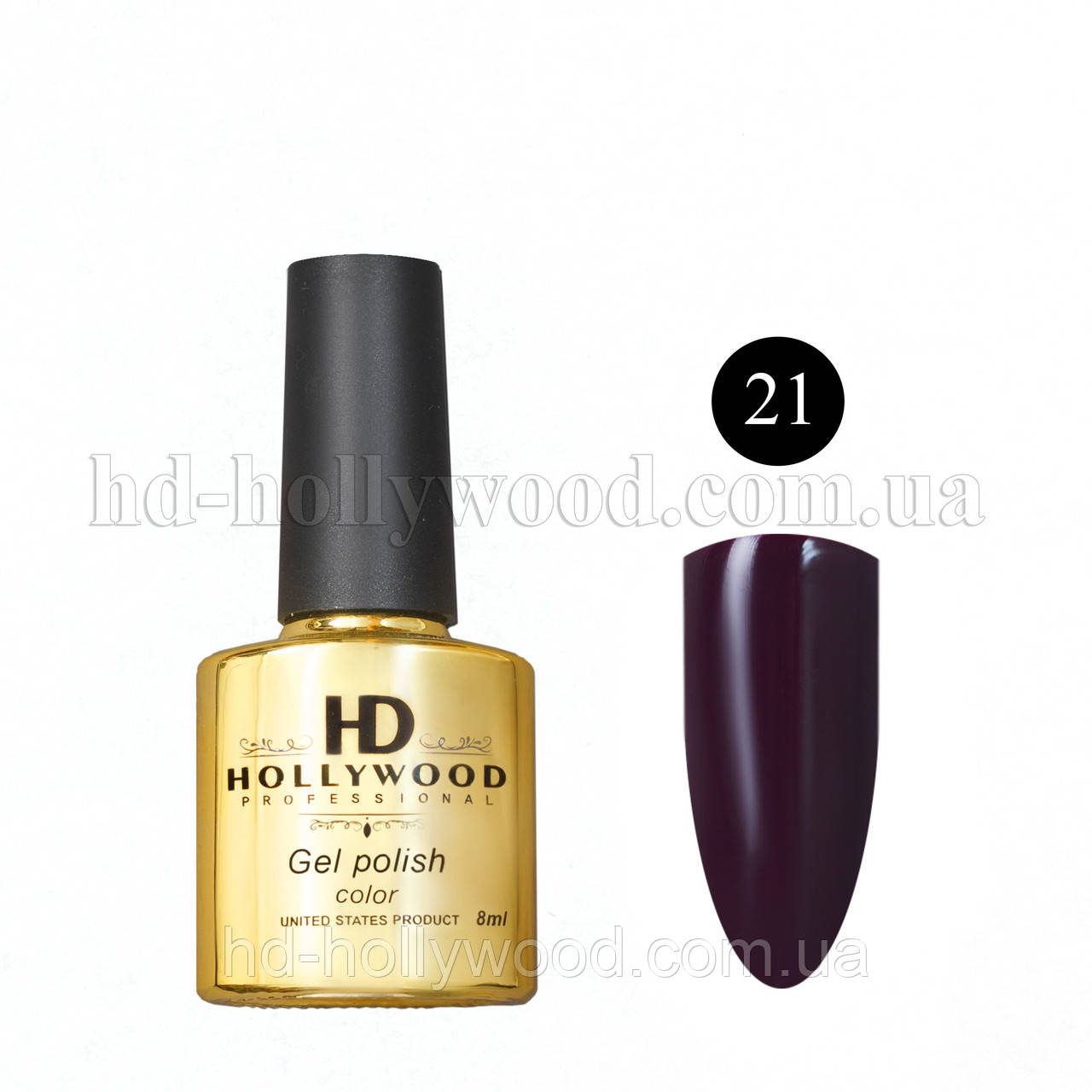 Гель лак 21 Слива Темна HD Hollywood 8 ml, фото 1