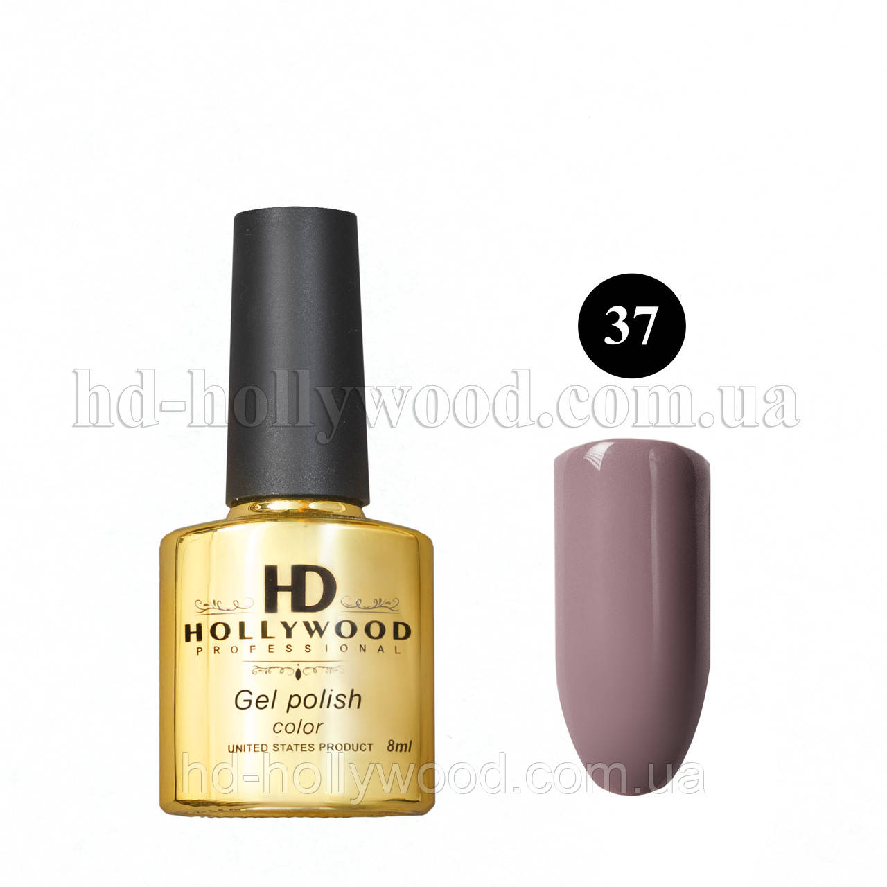 Гель лак 37 Сіро Фіолетовий Нюд HD Hollywood 8 ml