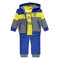 Спортивний утеплений костюм з трьох частин на блискавці Brums синій з жовтим 86-98