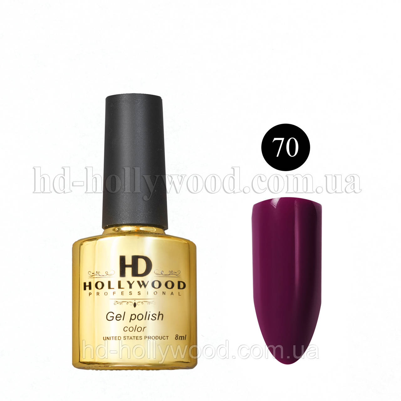 Гель-лак 70 Темна Слива Щільний HD Hollywood 8 ml, фото 1
