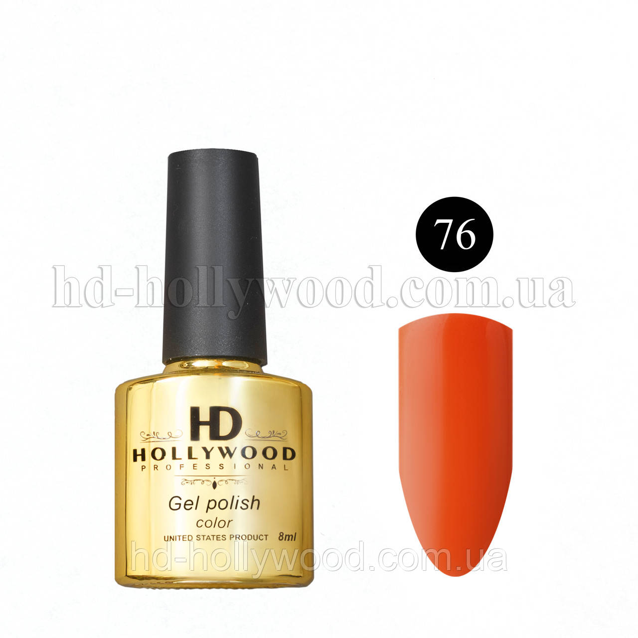 Гель-лак 76 Помаранчевий HD Hollywood 8 ml, фото 1