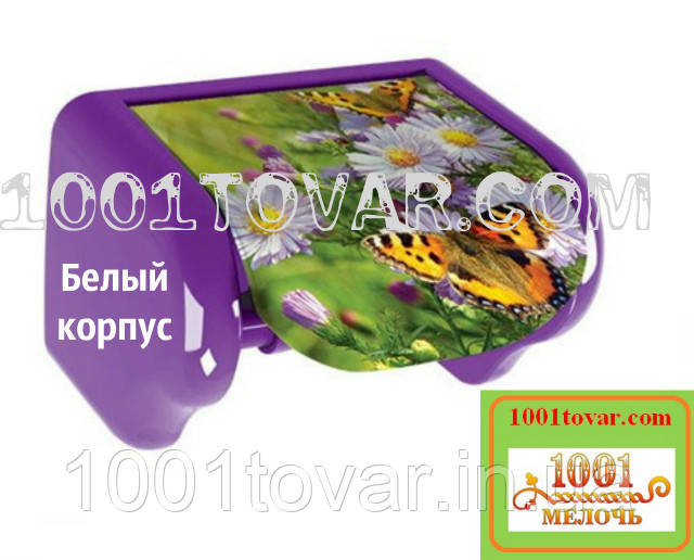 Пластиковий тримач для туалетного паперу з малюнком Квіти і метелики, Elif Plastik, фото 1