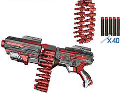 Стріляє поролоновими кульками, снарядами, кульками, стрілами і т. д.