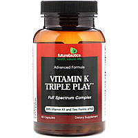 УЦІНКА !!!ТЕРМІІН 04.2023 !Витамин K, Vitamin K, FutureBiotics, тройное действие, 60 капсул