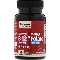 Метилфолат и метил B-12, Methyl B-12 & Methyl Folate, Jarrow Formulas, вишня, 60 леденцов