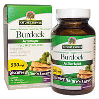 Корень лопуха, Burdock, Nature's Answer, 500 мг, 90 капсул