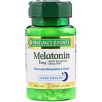 Мелатонин, Melatonin, Nature's Bounty, 1 мг, 180 таблеток