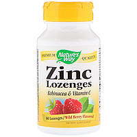 Глюконат цинка, Zinc Lozenges, Nature's Way, ягодный вкус, 60 пастилок