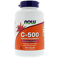 Аскорбат кальцію, вітамін С, C-500, Calcium Ascorbate-C, Now Foods, 250 капсул