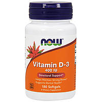 Витамин Д3, Vitamin D-3, Now Foods, 400 МЕ, 180 капсул