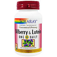 Лютеин и черника,Bilberry & Lutein,Solaray, 1 в день, 30 капсул