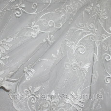 Тюль вишивка маргарет молочний, фото 1