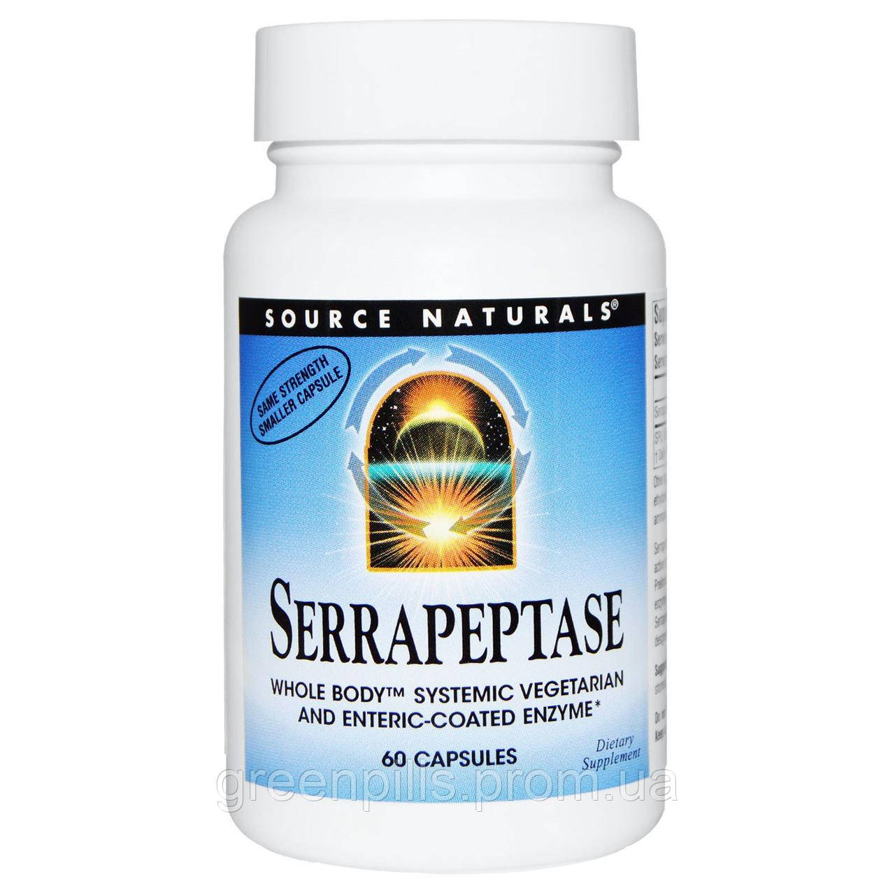 Серрапептаза, Serrapeptase, Source Naturals, 60 капсул, ціна 698.32 грн ...
