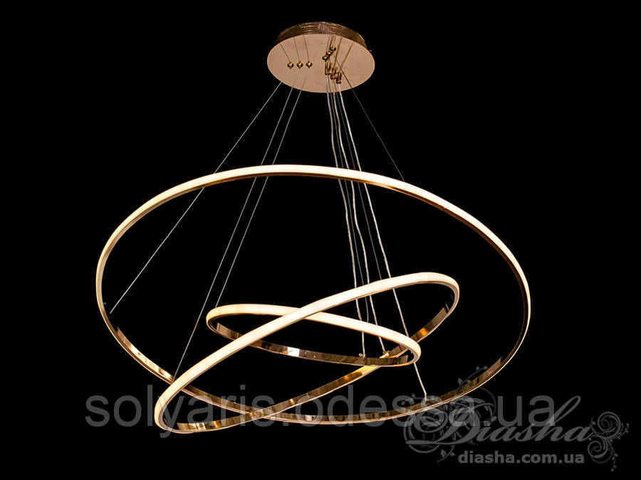 LED люстра підвіс кільця з діммером, 75W MD7990-3AHR-800+600+400 (хром,золото)
