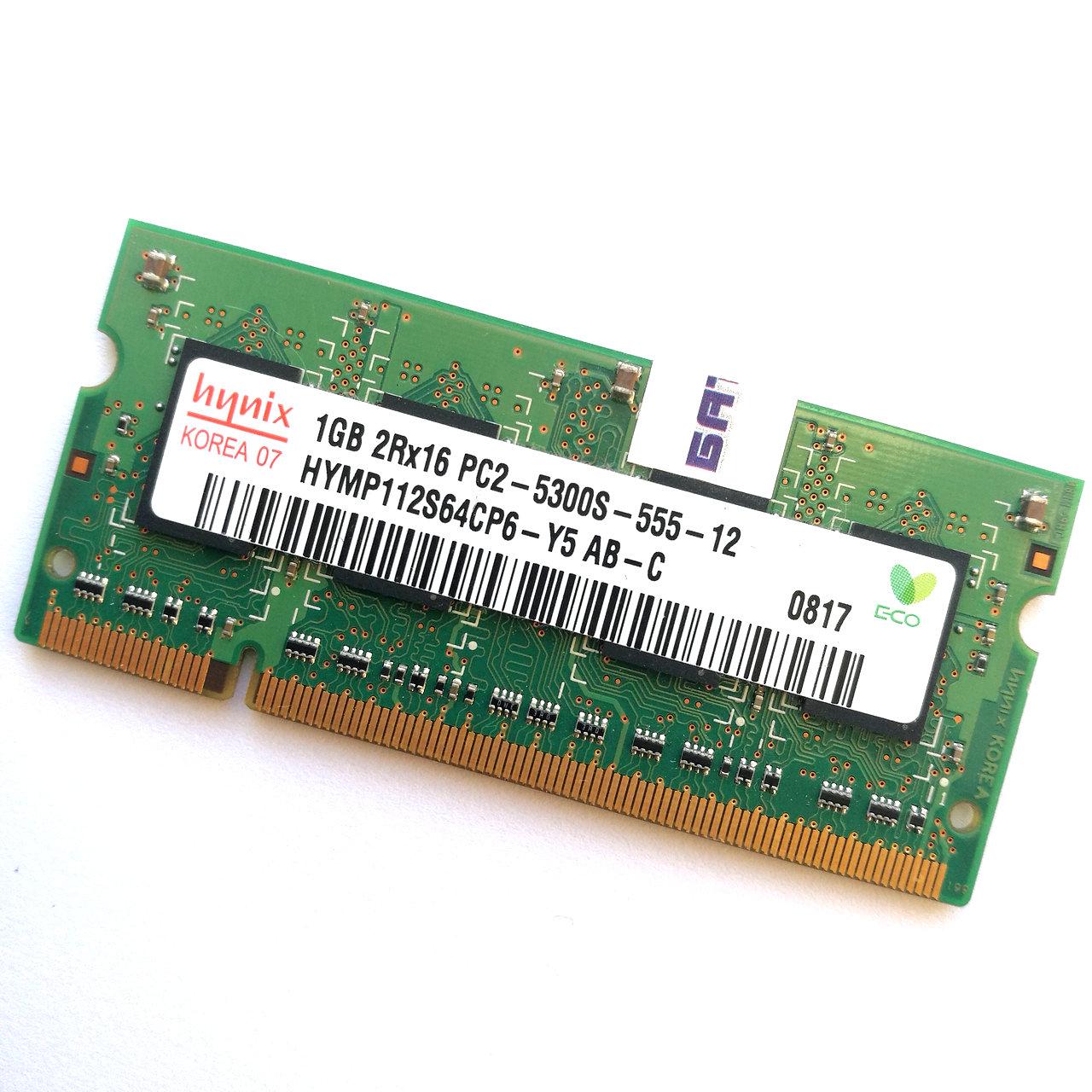 Оперативна пам'ять для ноутбука Hynix SODIMM DDR2 1Gb 667MHz 5300S CL5 (HYMP112S64CP6-Y5 AB-C) Б/У
