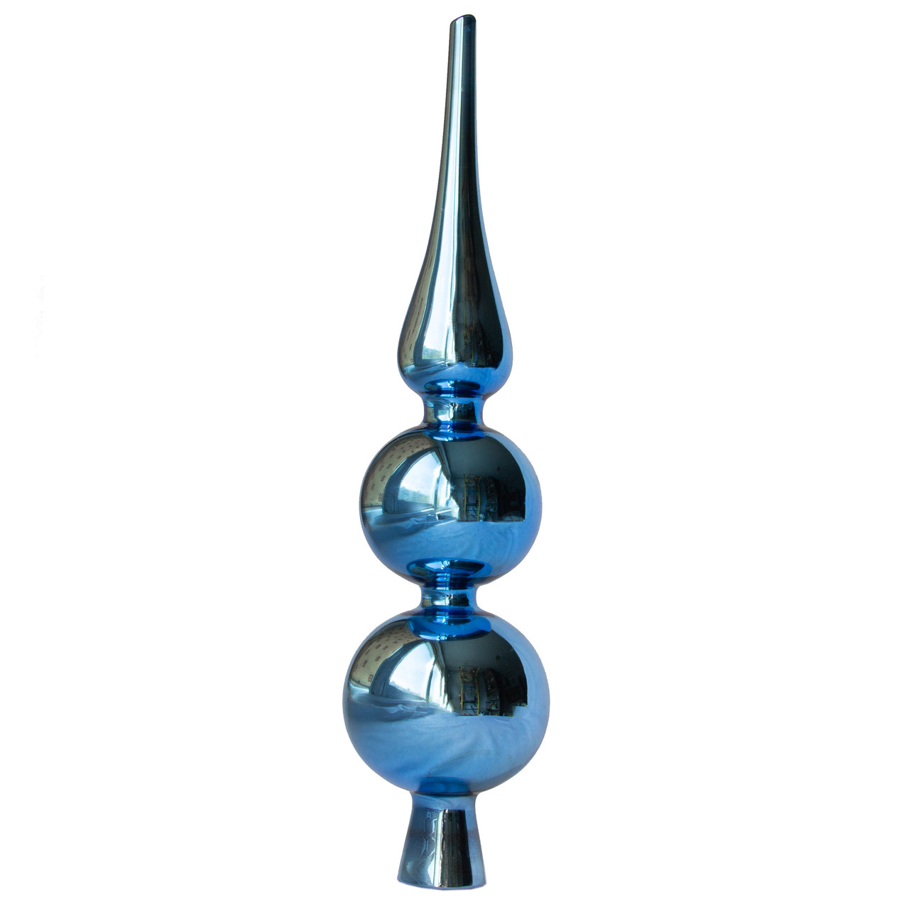 Ялинкова прикраса - верхівка на ялинку, h-30 см, d-7 см, синій, глянець, скло (390045-14)