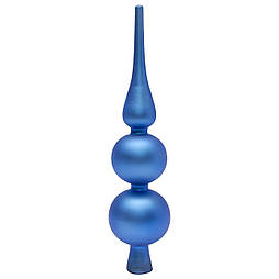 Ялинкова прикраса - верхівка на ялинку, h-30 см, d-7 см, синій, матовий, скло (390045-15)
