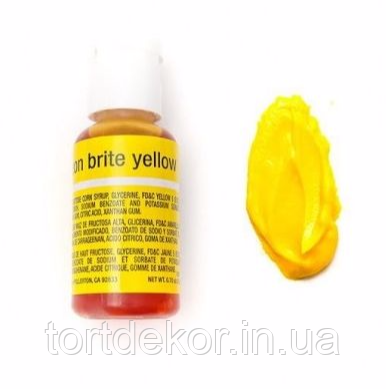 Гелевий барвник Chefmaster Жовтий неоновий Neon Brite Yellow 20г, фото 1