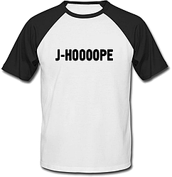 Футболка BTS Bangtan Boys "J-HOOOOPE" (біла з чорними рукавами)