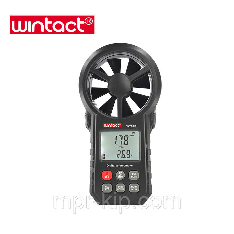 Анемометр Wintact WT87B (0,20-30,00 м/с; 99990 м3/м) з USB-інтерфейсом, гігрометром і термометром, фото 1