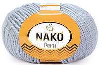 Пряжа Nako Peru 3985 серо-голубой (нитки для вязания Нако Перу) 25% альпака, 25% шерсть, 50% акрил