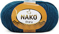 Пряжа Nako Peru 10328 петроль (нитки для вязания Нако Перу) 25% альпака, 25% шерсть, 50% акрил