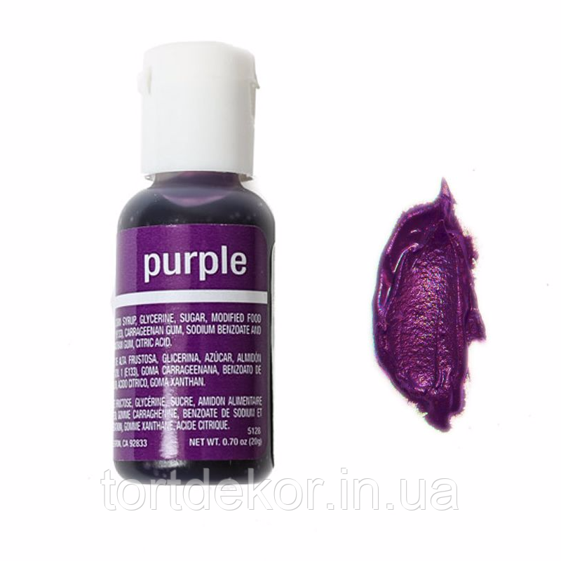 Гелевий барвник Chefmaster Пурпуровий PURPLE 20 г, фото 1