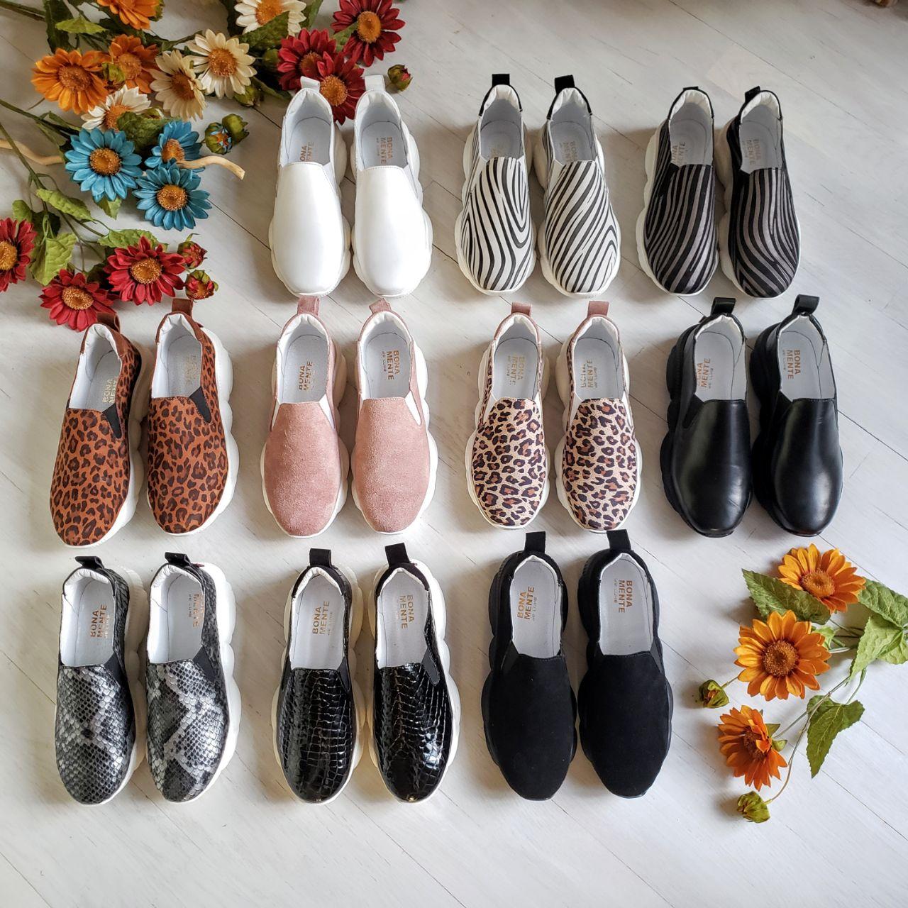Жіночі сліпони на низькому ходу в натуральній шкірі та замші Slip-on Ted