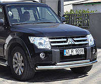 Кенгурятник двойной ус на Mitsubishi Pajero Wagon 4 (c 2006--) Митсубиси Паджеро Вагон PRS