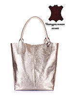 Женская сумка- шоппер из натуральной кожи POOLPARTY Podium золото