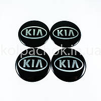 Наклейки для колпачков на диски Kia черные (65мм)