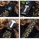 Браслет для виживання з паракорду з кресалом, свистком, компасом, туристичне кресало Мультикам, фото 3