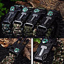 Паракордовий браслет для виживання з кресалом свистком компасом EDC браслет з паракорду туристичне кресало Black, фото 8