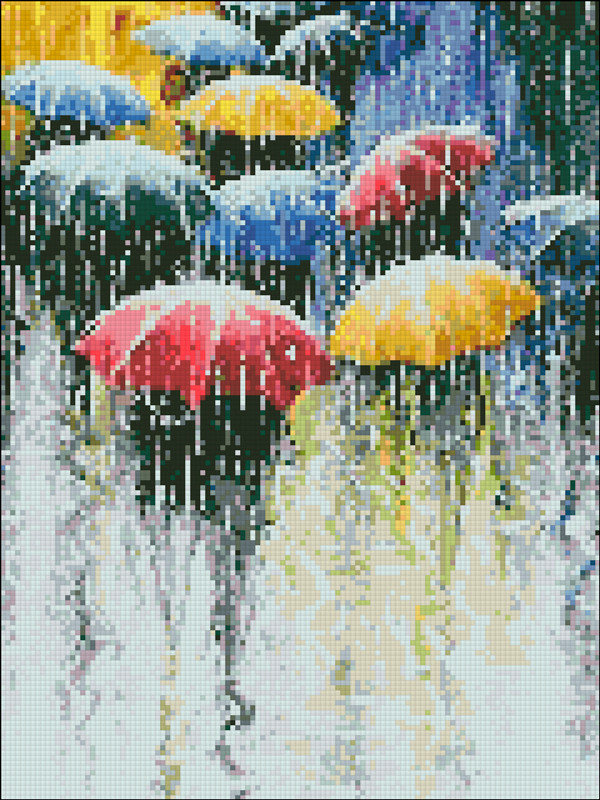 АМС-122. Набір алмазної мозаїки Парасольки і дощ. 30х40см, фото 1