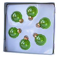 Набор елочных игрушек - мини-шары, 6 шт, D4 см, зеленый, глянец, стекло (390588-4)