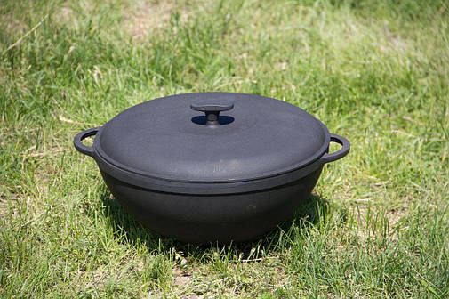 Казанок чавунний WOK з кришкою 5,5 л, фото 2