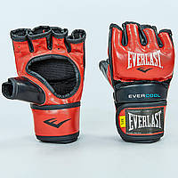Перчатки для смешанных единоборств MMA PU EVERLAST EVERSTRIKE (р-р M-L, красный-черный)