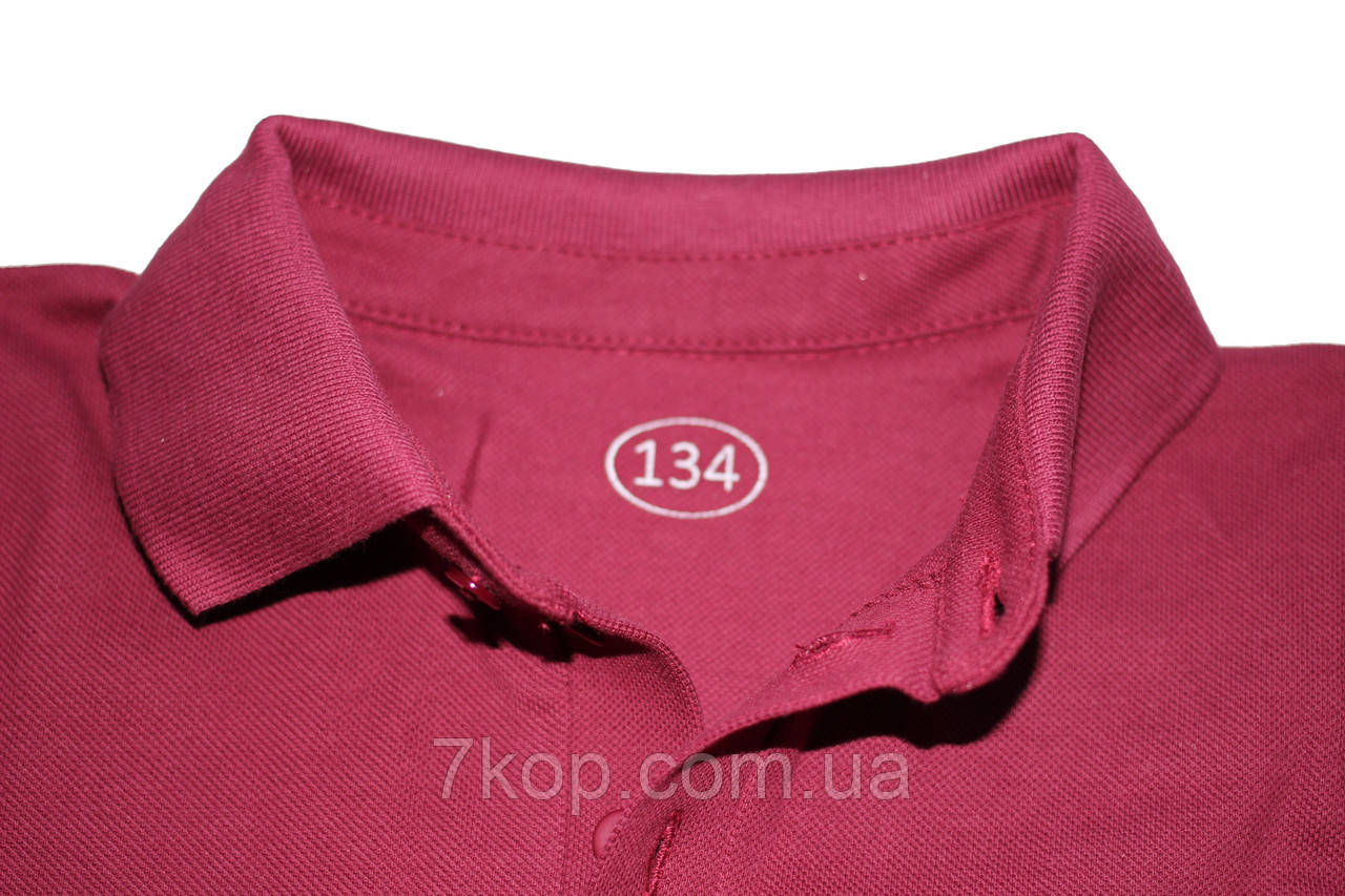 Бордовая рубашка поло для мальчика, рост 134 см, Фламинго - фото 3 - id-p1019294187