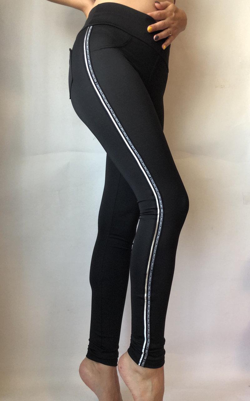 Купить Женские леггинсы с лампасом и карманами, лосины с высокой ...