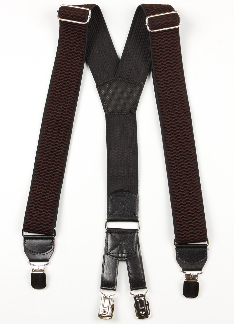 Підтяжки дорослі чоловічі широкі однотонні York Y40 Top Gal темно-коричневі