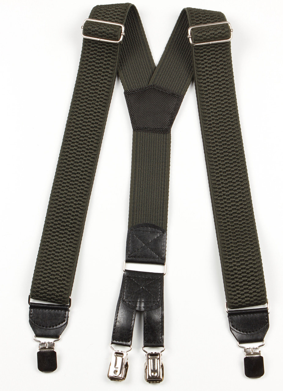 Підтяжки дорослі чоловічі широкі однотонні York Y40 Top Gal темний хакі